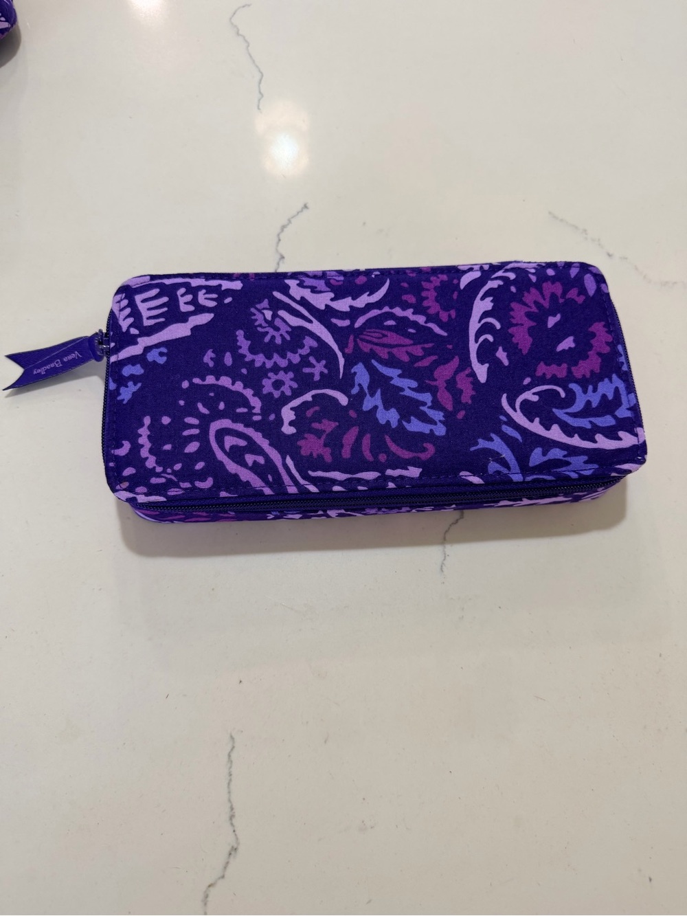 Vera Bradley Purple Paisley Zip around container with Lavender Accents
